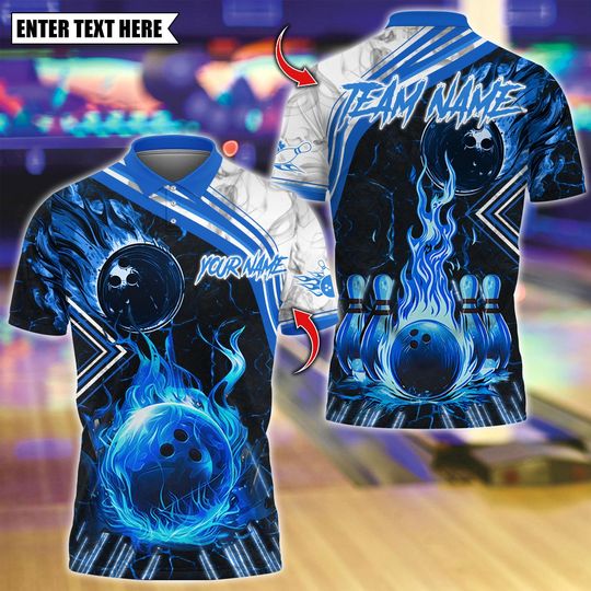 Discover Custom Bowling Fire & Smoke Polo Shirt, Sport Team Shirt, Bowling Polo for Men Women
