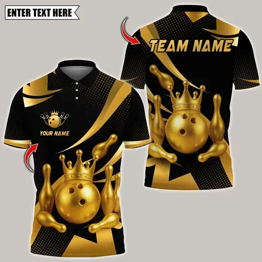 Custom Bowling Crown Polo Shirt, Sport Team Shirt, Bowling Polo for Men Women