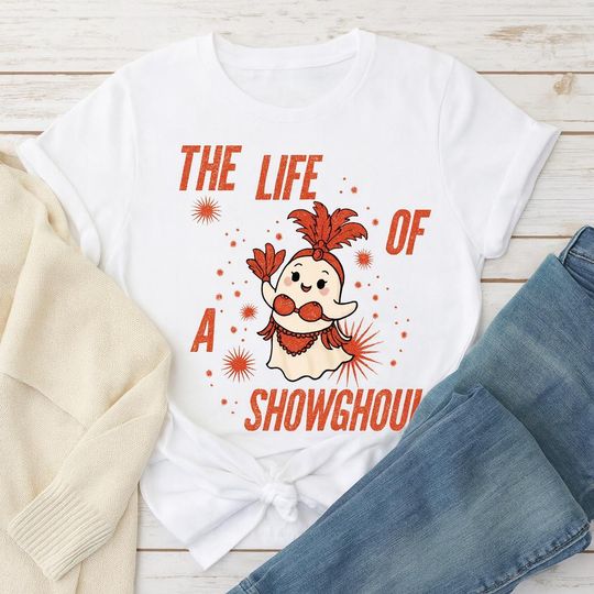 Discover Showghoul T-Shirt | Halloween Showgirl Ghost Graphic Tee | Short Sleeve Shirt | S2XL