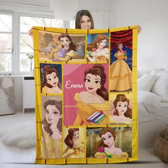 Discover Disney Beauty And The Beast Belle Princess Movie Scenes Customize Fleece Blanket
