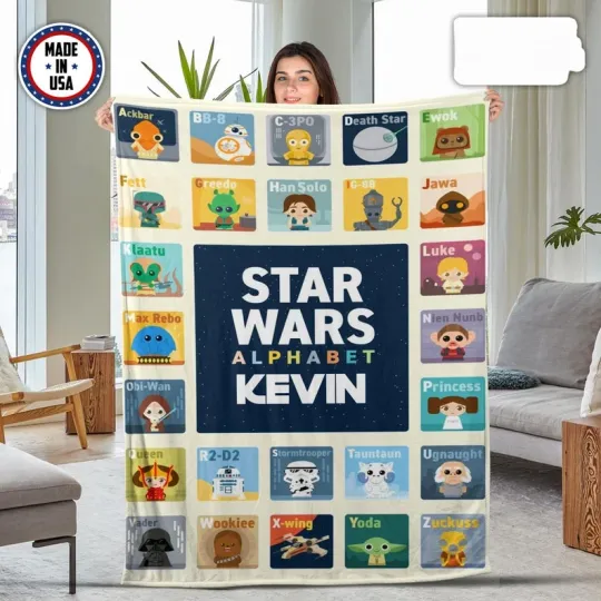 Discover Disney Star War Characters Alphabet Customize Fleece Blanket