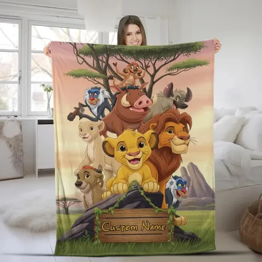 Discover Disney Lion King Simba & Friends Posing Customize Fleece Blanket