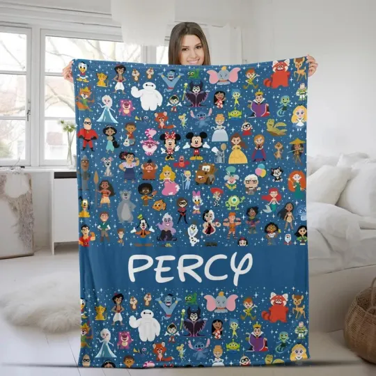 Discover Disney Mouse And Friends Cute Characters Winter Graphic Customize Fleece Blanket
