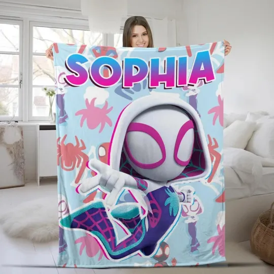 Discover Disney Spidey & Amazing Friends Spider Gwen Spider Icon Customize Fleece Blanket