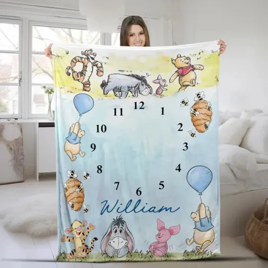 Discover Disney Winnie The Pooh Milestone Customize Fleece Blanket