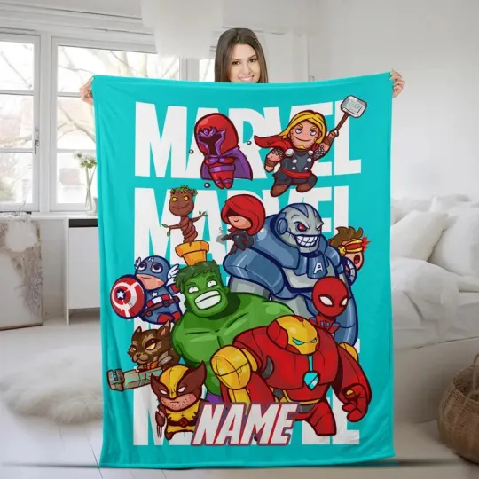 Disney Marvel Superheroes Avengers Xmen Cartoon Art Customize Fleece Blanket