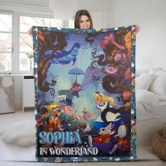 Disney Alice In Wonderland Movie Scene Customize Fleece Blanket