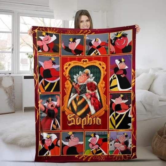 Discover Disney Queen Of Hearts Alice In Wonderland Mad Hatter Customize Fleece Blanket