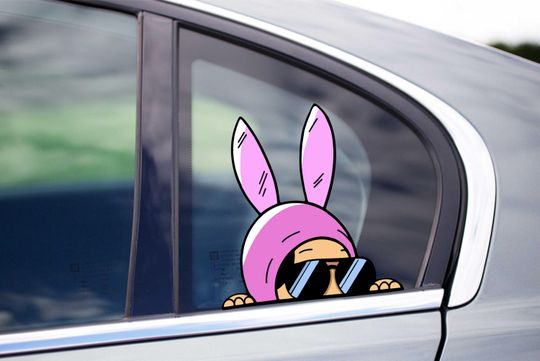 Discover Louise Peeking Peek Peekabo Peekers Bumper Window Vinyl Decal Cartoon Pink Bunny Stickers Meme LOL