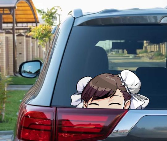 Discover Chun Li Peeking Peek Peekabo Peekers Bumper Window Vinyl Decal Anime Video Games Street Fighter Stickers