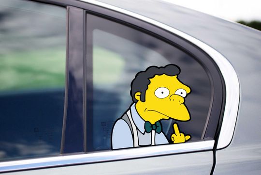 Moe Middle Finger Meme Peeking Peek Peekabo Peekers Bumper Window Vinyl Decal The Simpsons Stickers