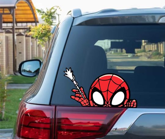 Discover Spider Man Web Slinger Peeking Peek Peekabo Peekers Bumper Window Vinyl Decal Cute Marvel Avengers Disney Stickers