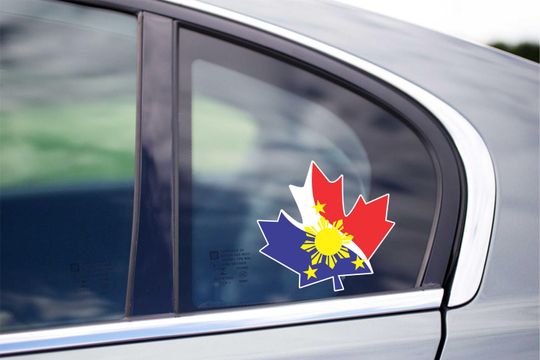 Discover Filipino-Canadian Flag 3 Stars and a Sun on a Maple Leaf Peek Peekabo Peekers Bumper Window Vinyl Decal Pinoy Filipino Canada Stickers