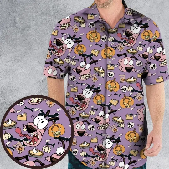 Spooky Drip Courage the Cowardly Dog Hawaiian Shirt