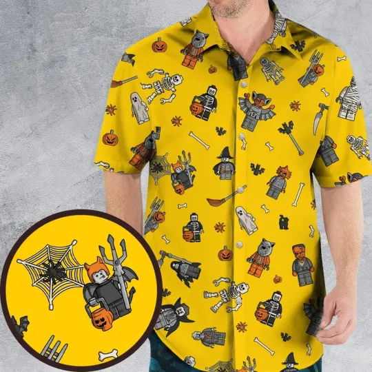 Discover Spooky Season Lego Halloween Hawaiian Shirt