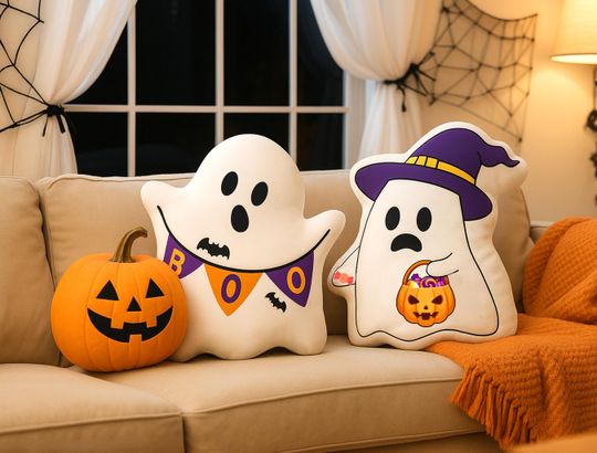 Discover Cute Ghost Pillows, Halloween Ghost Plush Decor, Spooky Ghost Shaped Cushion, Trick or Treat Pillow, Halloween Decor Gift, Halloween Pillow