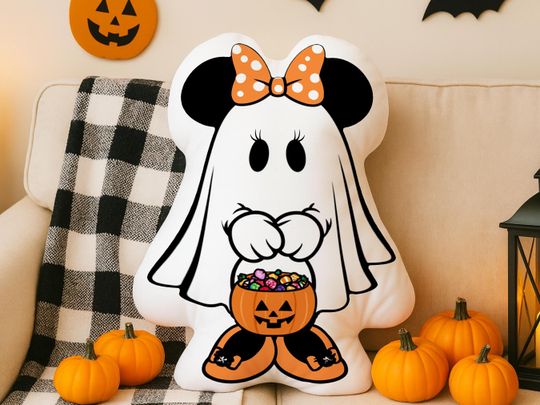 Discover Cute Ghost Halloween PillowMickey Minnie Ghost Pillow, Spooky Cartoon Ghost Cushion, Halloween Decor, Seasonal Throw,Halloween Gift for Kid