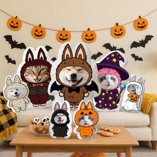 Personalized Labubu Pet Face Plush Pillow  Custom 3D Photo Pillow, Cute Animal Cartoon Cushion, Adorable Plush Gift for Pet Lovers