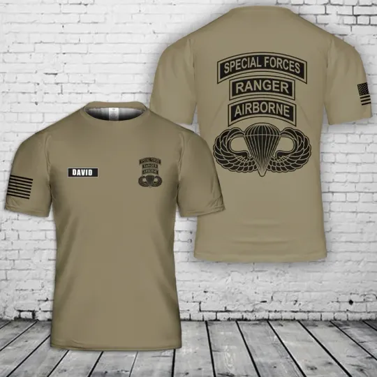 Custom Name US Special Forces Ranger Airborne 3D T-Shirt