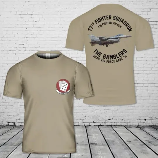 Discover US Air Force 77th Fighter Squadron F-16C Fighting Falcon 3D T-Shirt