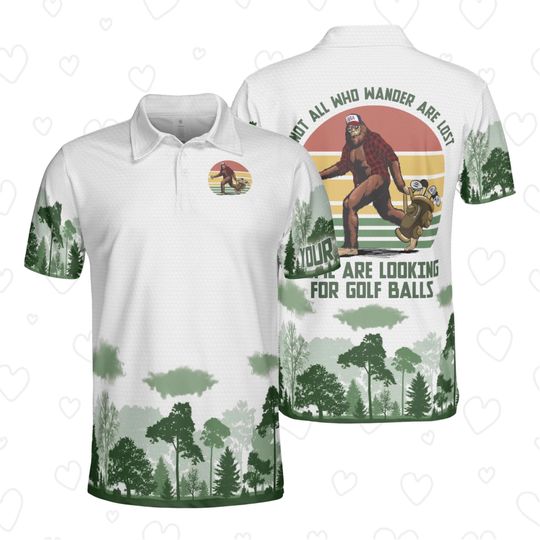 Bigfoot Golf Polo Shirt, Funny Sasquatch Golfing