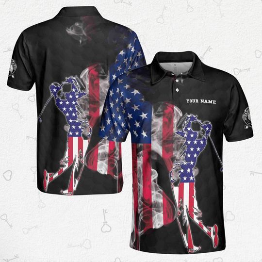 Discover USA Flag Golf Polo Shirt, Gift For Him