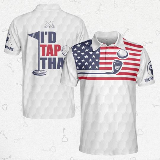 Discover Funny American Flag Golf Men's Polo Shirt, Gift For Him