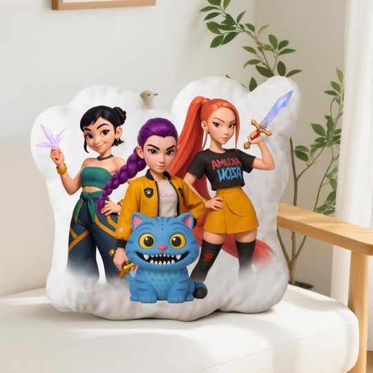 Discover Cartoon Kpop Demon Hunters Plush Pillow, Anime Girl Character Cushion, Cute Kpop Room Decor, Gift for Kpop Fan&Teen, Anime Character Cushion