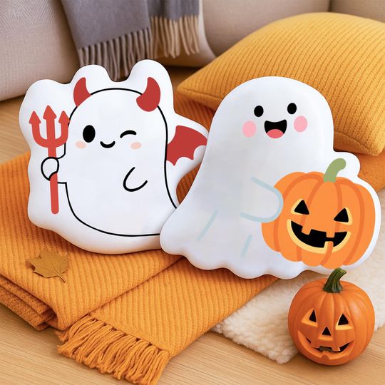 Discover Halloween Ghost Cushion Toy, Fun Halloween Plush Pillow, Adorable Plush Doll for Home Decor, Spooky Home Decoration,Spooky Halloween Cushion