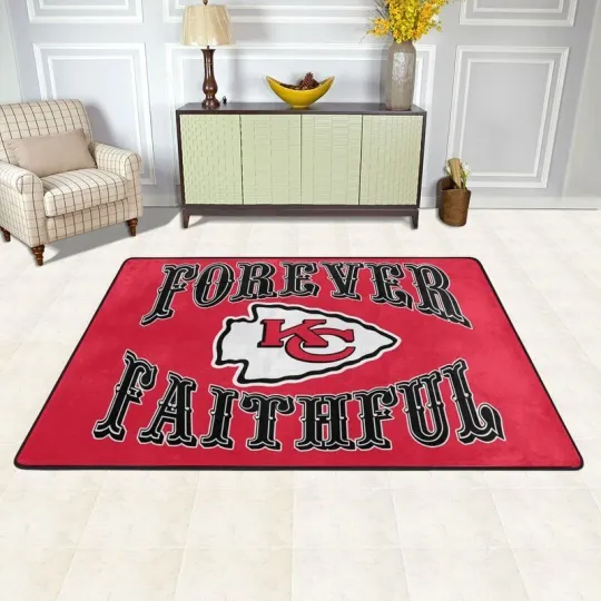 Forever Faithful Kansas City Chiefs Fan Carpet Anti-skid Floor Rug