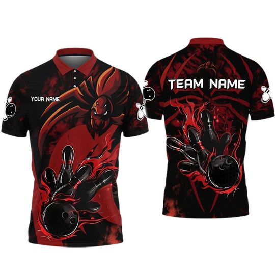 Personalized Spider Bowling Polo Shirt, Gift For Him