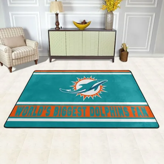 World's Biggest Miami Dolphins Fans Carpet Anti-skid Floor Rugs