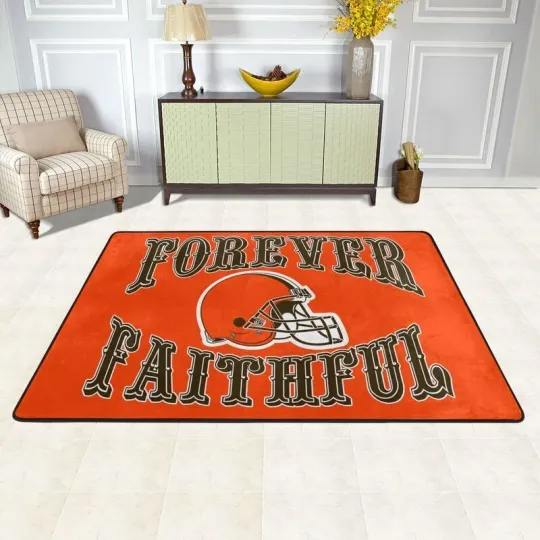 Discover Forever Faithful Cleveland Browns Fan Carpet Anti-skid Floor Rugs
