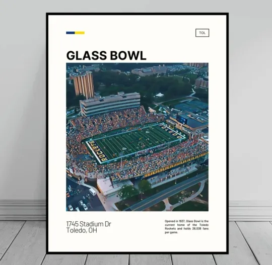 Discover Glass Bowl Print | Toledo Rockets Poster | NCAA Stadium Poster