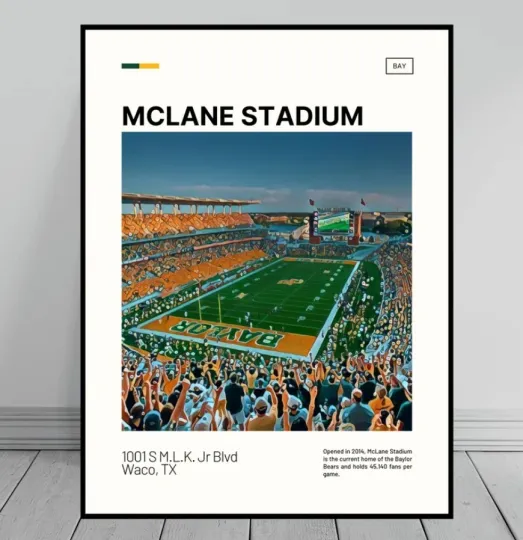 Discover McLane Stadium Print | Baylor Bears Poster | NCAA Stadium Poster