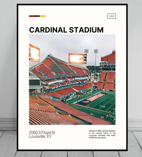 Discover Cardinal Stadium Print | Louisville Cardinals Poster | NCAA Stadium Poster
