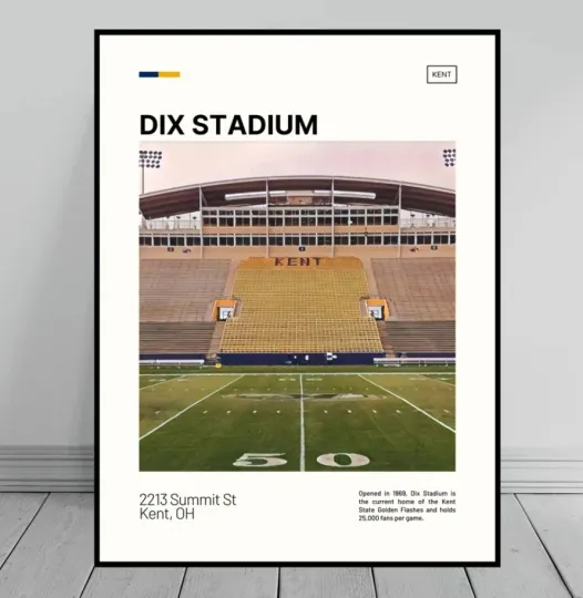 Discover Dix Stadium Print | Kent State Golden Flashes Poster | NCAA Stadium Poster