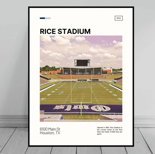 Discover Rice Stadium Print | Rice Owls Poster | NCAA Stadium Poster