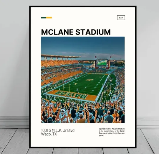 Discover McLane Stadium Print | Baylor Bears Poster | NCAA Stadium Poster