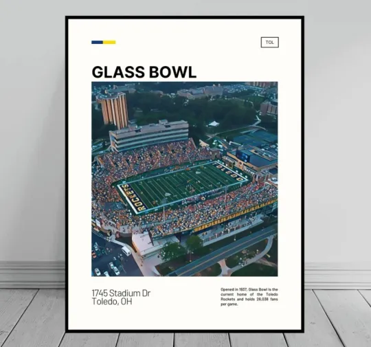 Discover Glass Bowl Print | Toledo Rockets Poster | NCAA Stadium Poster