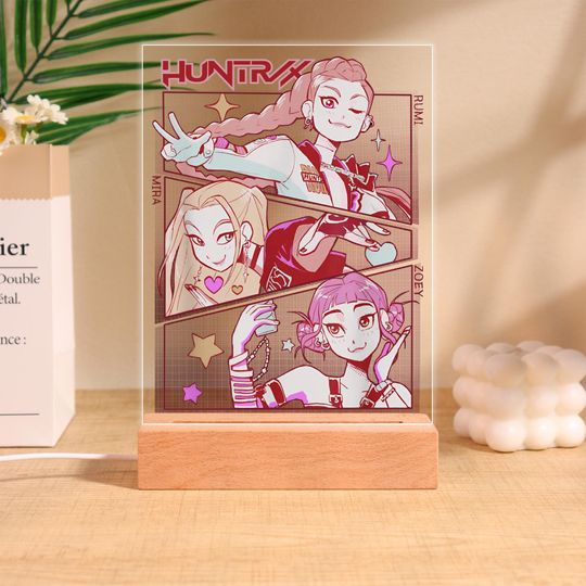 Kpop Demon Hunters LED Night Light,Kpop Huntrix Lamp,Demon Hunters Fan Art,Gift For Kpop Huntrix Fan,Kpop Demon Hunters Magical Night Light