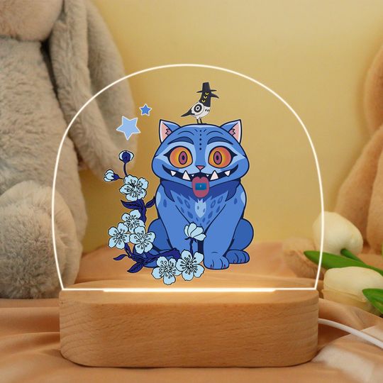 Discover Kpop Demon Hunters Tiger Night Light,Cute Kpop Tiger LED Night Lamp,Derpy the Tiger And Bird Demon Hunter Fan Art,Acrylic Gift for Kpop Fan