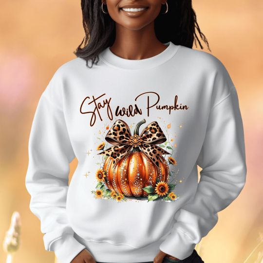 Discover Leopard Bow Pumpkin Sweatshir,: Stay Wild Fall Sweatshirt