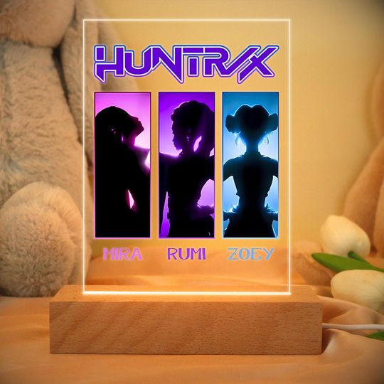 Kpop Demon Hunters Night Light,Kpop Huntrix Girl LED Lamp,Demon Hunters Fan Art,Acrylic Gift For Kpop Huntrix Fan,Kpop idol Group Night Lamp