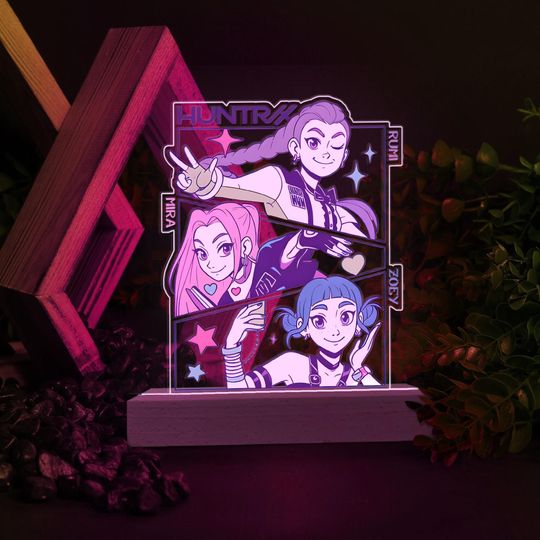 Kpop Demon Hunters Night Light, Kpop Huntrix Lamp, Demon Hunter Merch, Huntrix Birthday Gifts, Kid Idols Night Light