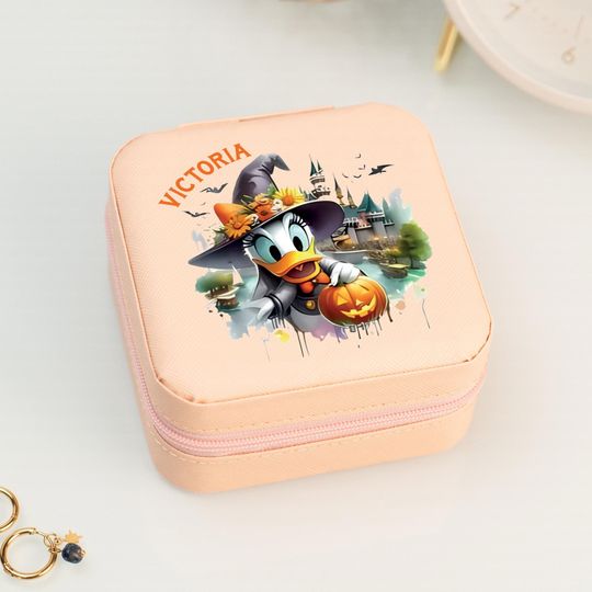 Daisy Duck Gift, Personalized Daisy Duck Jewelry Box, Disney Duck Box, Custom Witch Daisy Duck, Disney Halloween Castle, Halloween Gifts