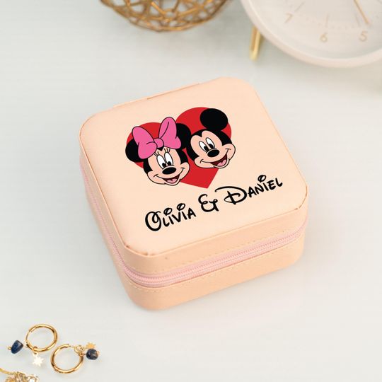 Discover Mickey and Minnie Mouse Jewelry Box, Personalized Valentines Day Gift for Her, Custom Valentine Jewelry Case, Disney Couple Jewelry Storage
