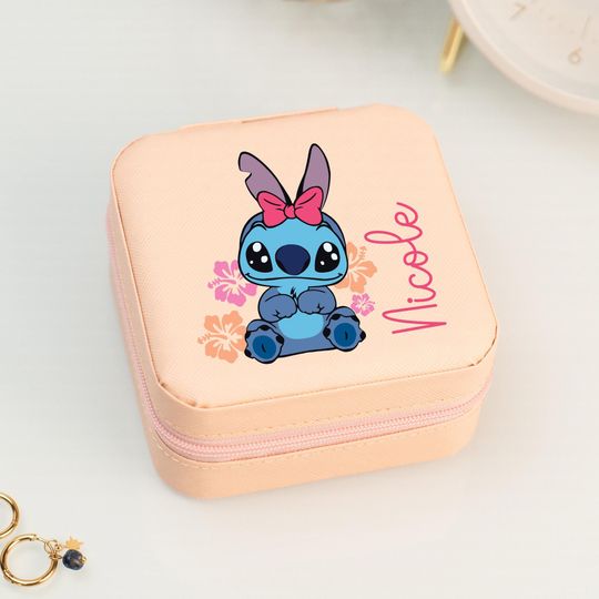 Cute Baby Stitch Jewelry Box for Kids, Blue Alien Travel Jewelry Case, Custom Jewelry Case with Blue Creature, Fun Cartoon Character Gift
