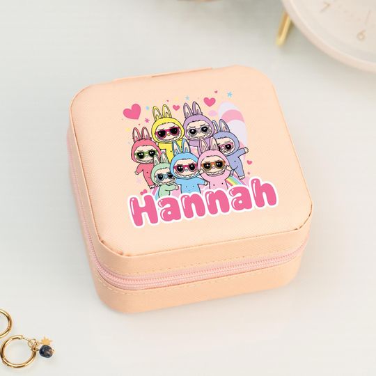 Colorful Labubu Jewelry Organizer, White Jewelry Box With Compartment, Mini Jewelry Case for Travel, Labubu With Friend Jewelry Case