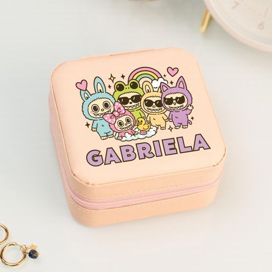Cute Labubu Girls Birthday Jewelry Storage, Rainbow Labubu Jewelry Box, Personalized Gift Jewelry Case, Ring Earring Necklace Mini Storage